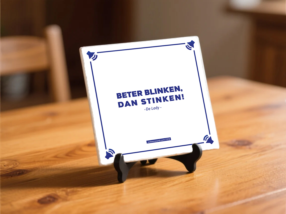 Titom Tegel 018- Beter Blinken, dan stinken op standaard Titom Tegel 018- Beter Blinken, dan stinken op standaard