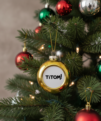 Kerstbal Titom Wit in boom