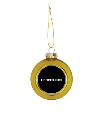 Kerstbal Goud I Love Piratenhits Zwart
